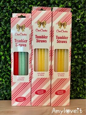 Char Charms Glitter Tumbler Straws 3 x 6 Packs #92